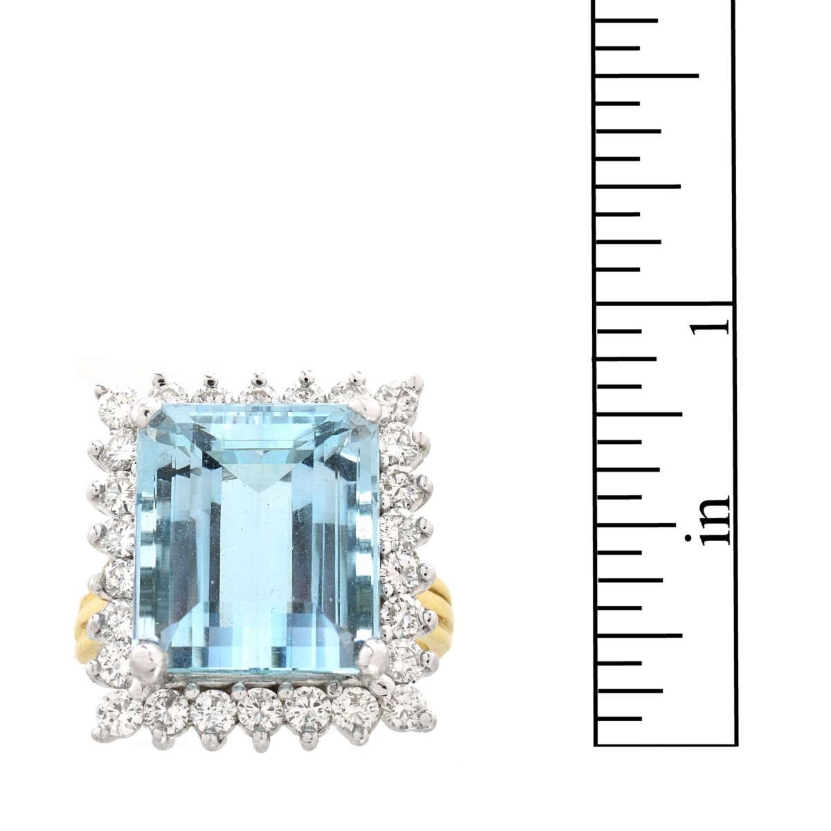 Aquamarine, Diamond and 18K Ring