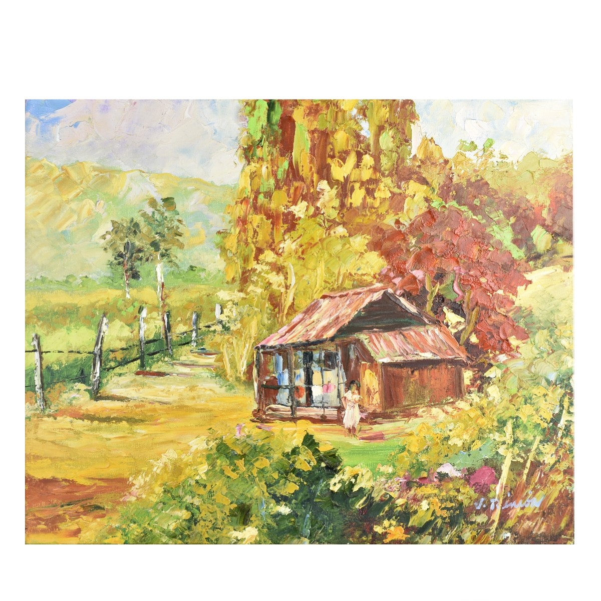 Landscape Oil on Canvas Country Hacienda