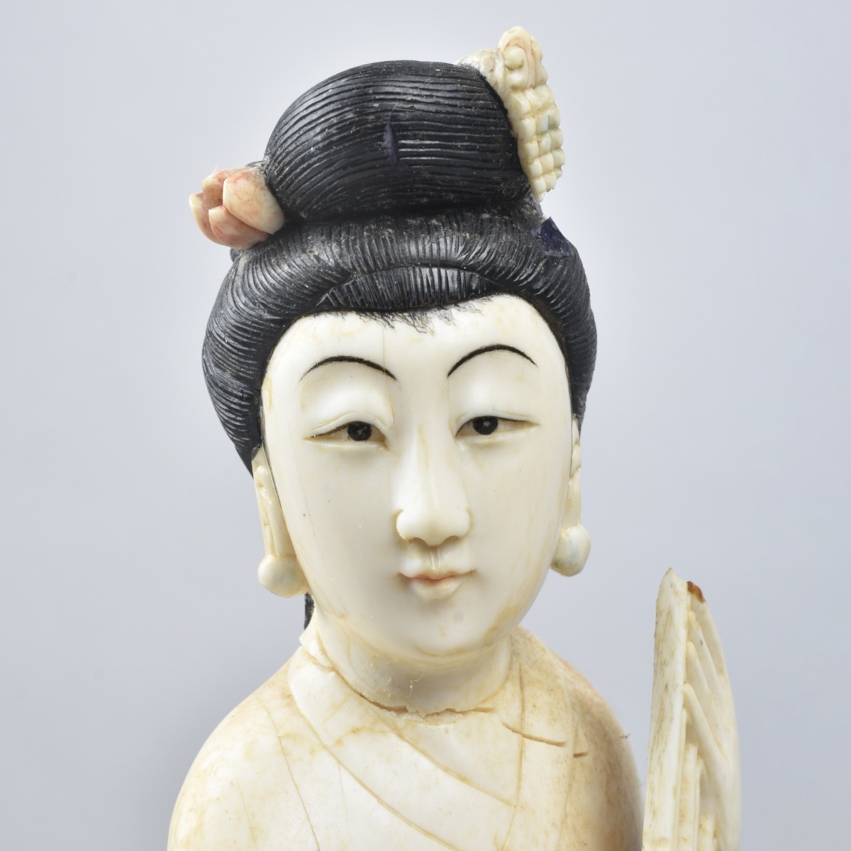 Japanese Carved Musician Figurine