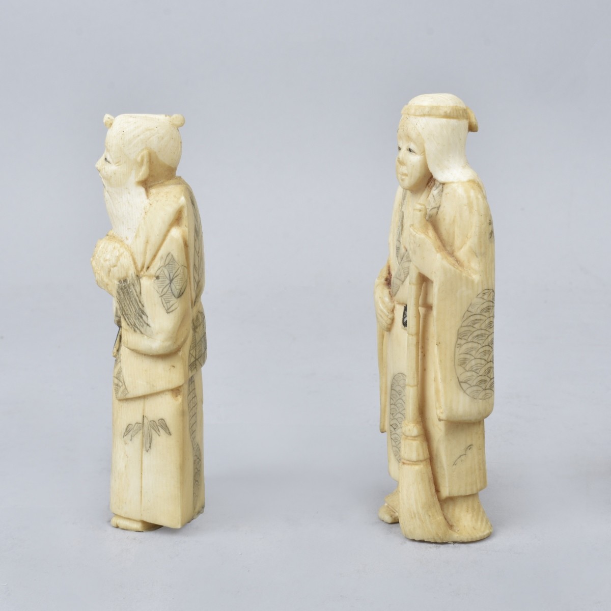 Two Japanese Okimono Figurines