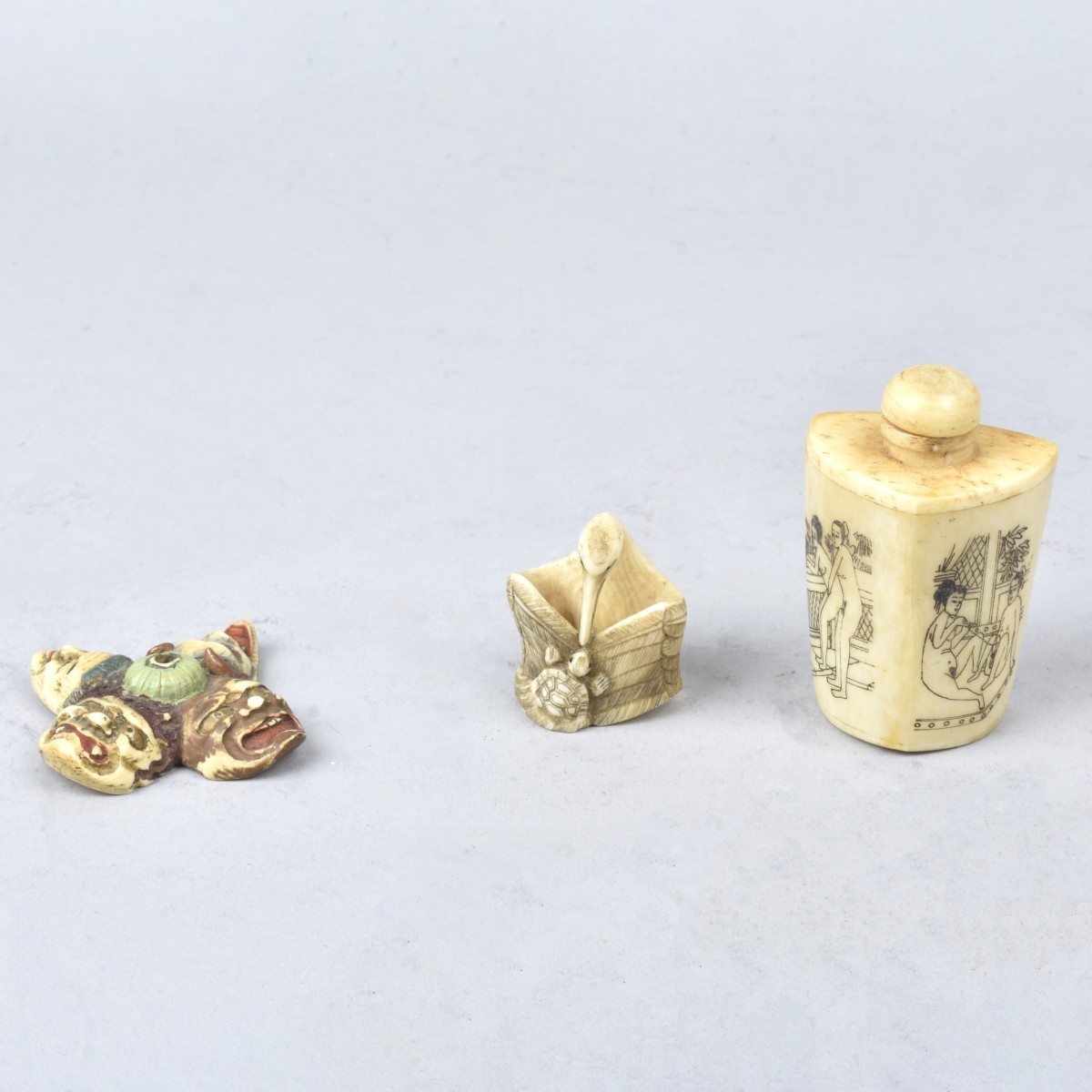 Three Japanese Carved Tableware