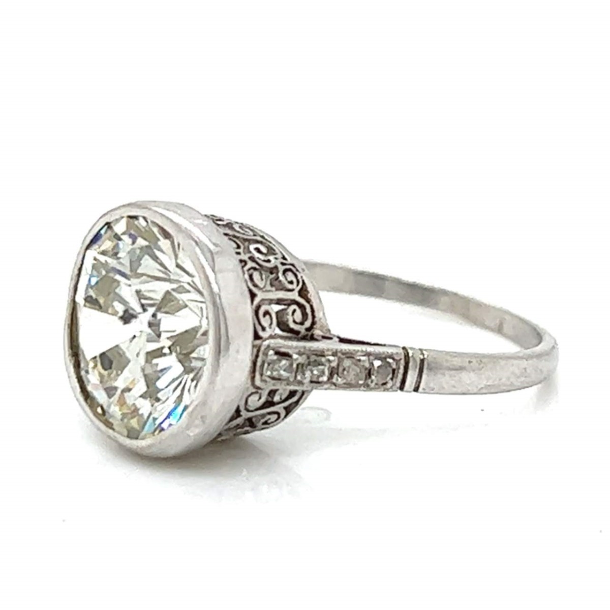 EGL Deco Diamond and Platinum Ring