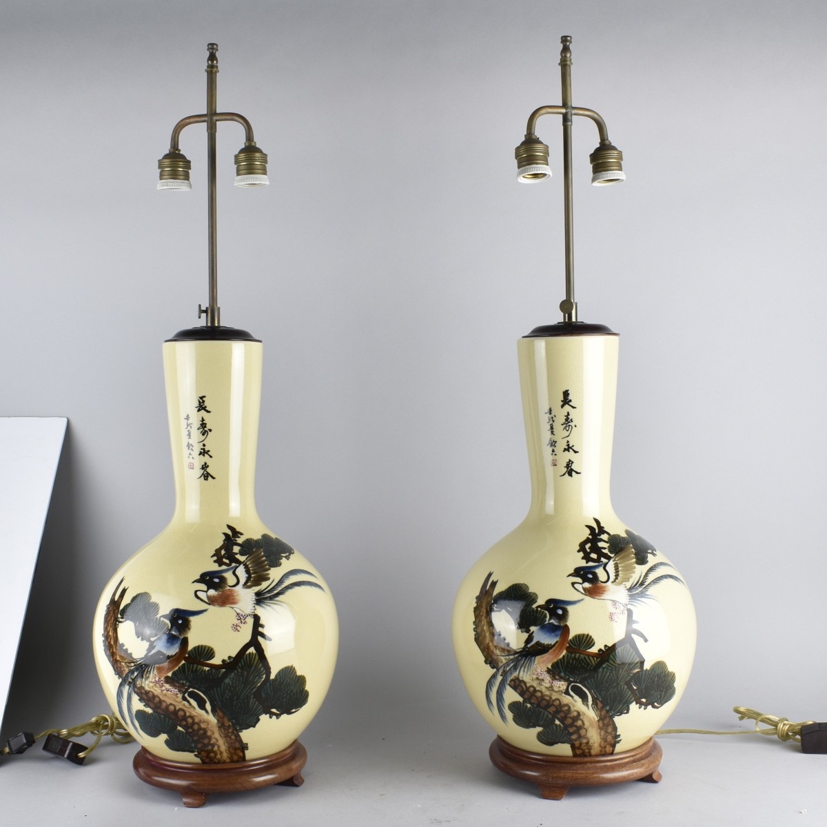 Pair of Large Japanese Porcelain Lamps