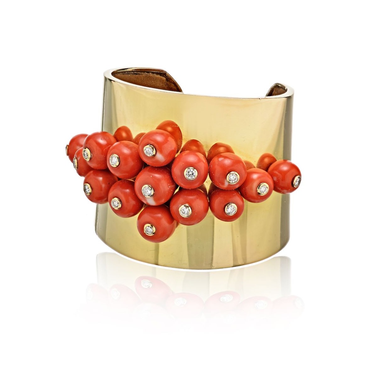 Diamond, Coral and 18K Cuff