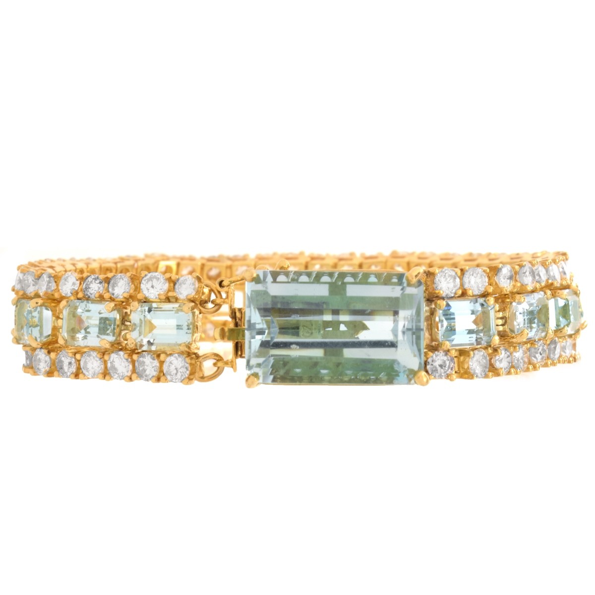 Diamond, Aquamarine, 18K Bracelet