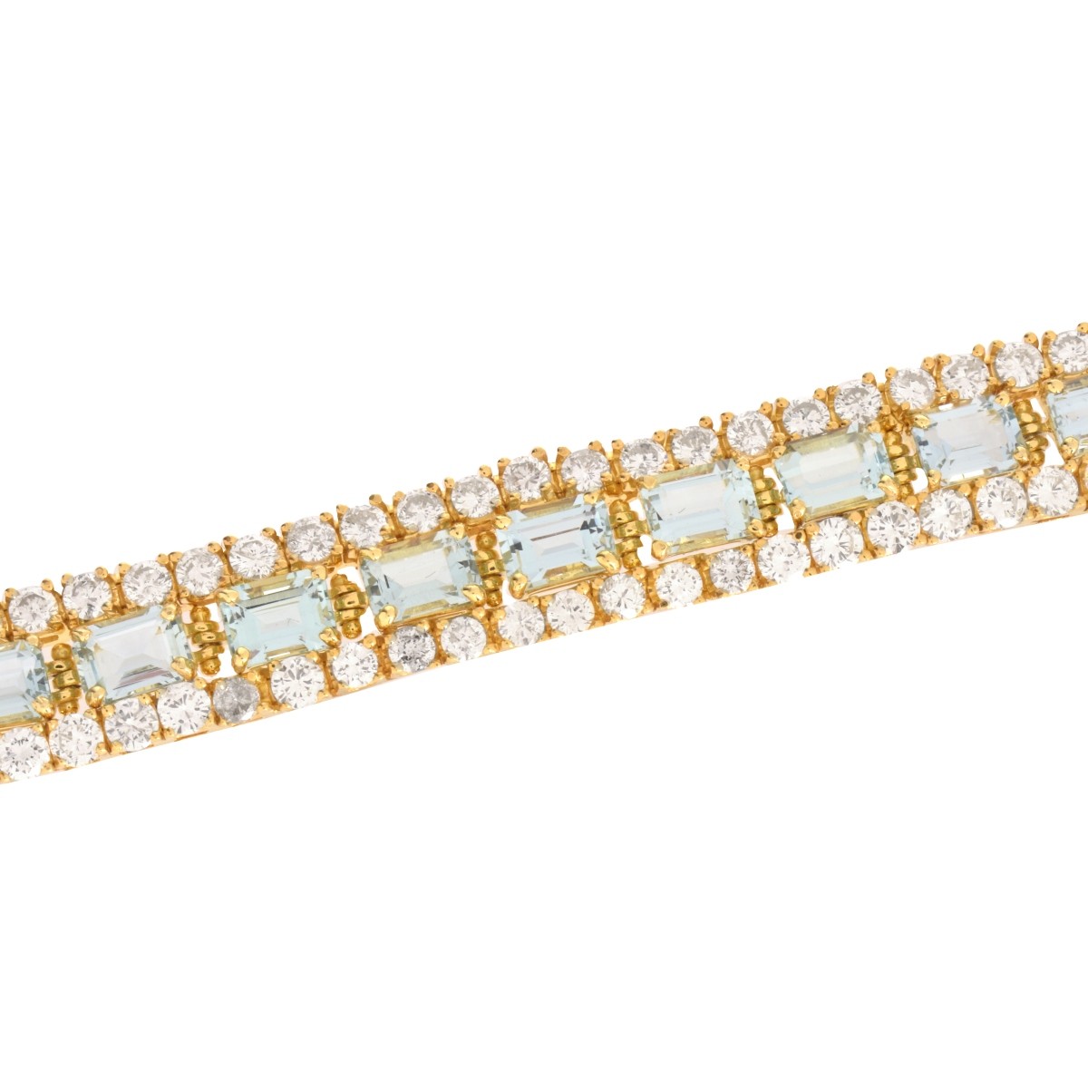 Diamond, Aquamarine, 18K Bracelet