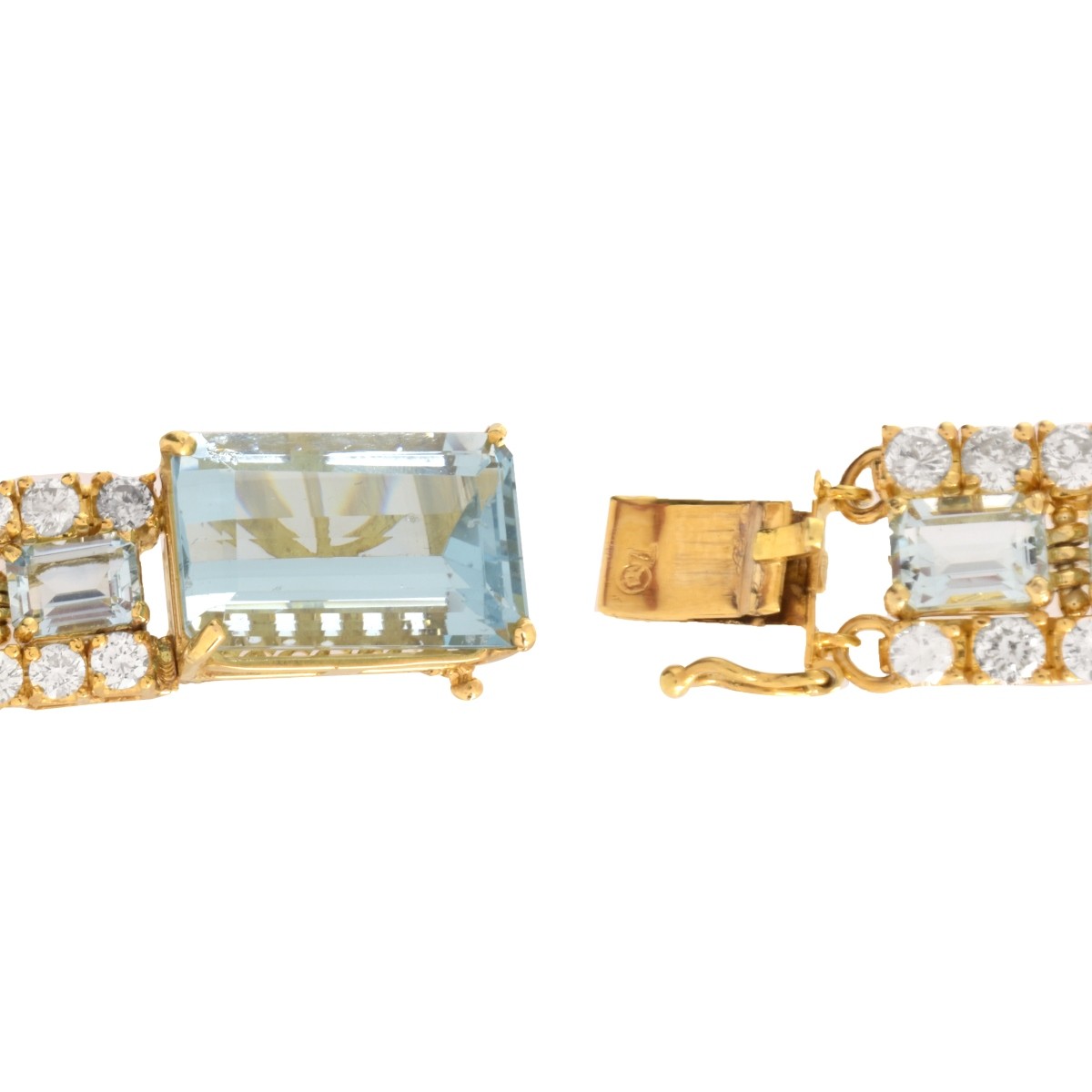 Diamond, Aquamarine, 18K Bracelet