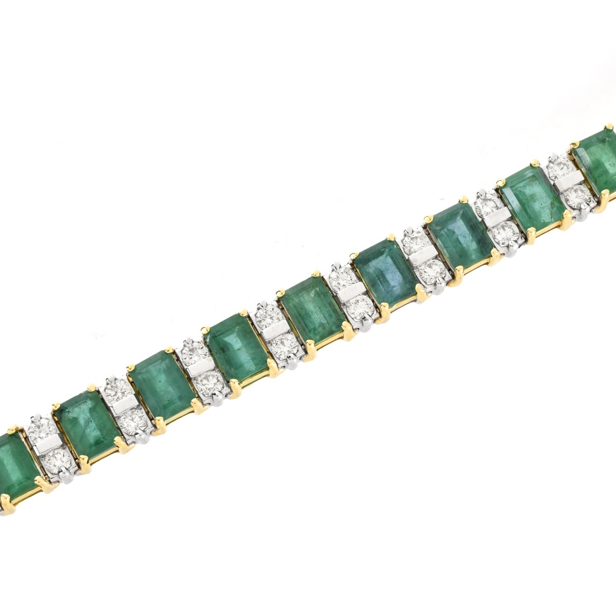 Emerald, Diamond and 14K Bracelet