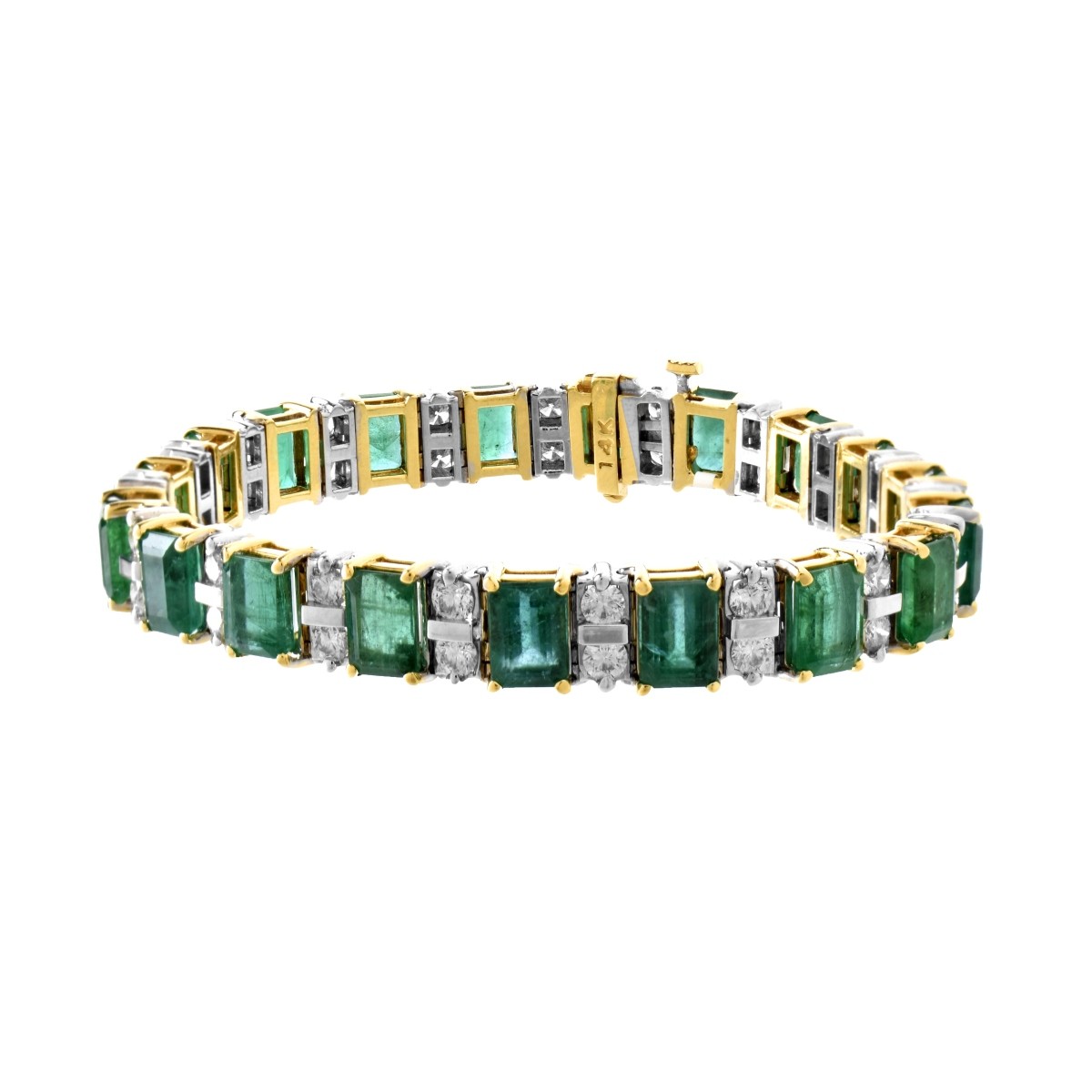 Emerald, Diamond and 14K Bracelet