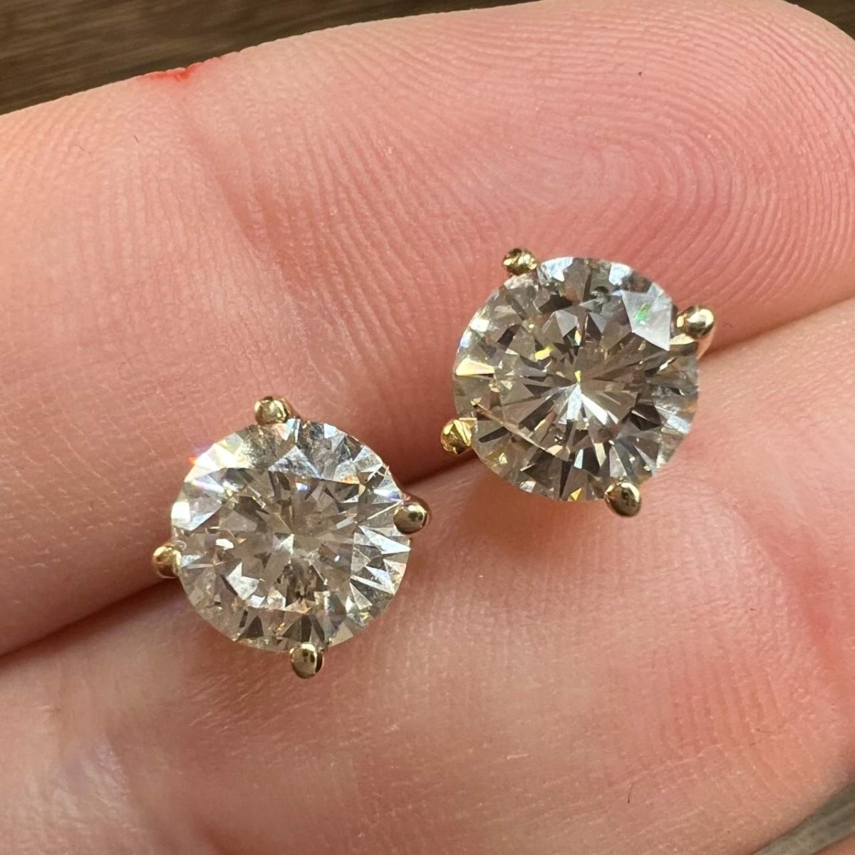 Diamond and 14K Ear Studs