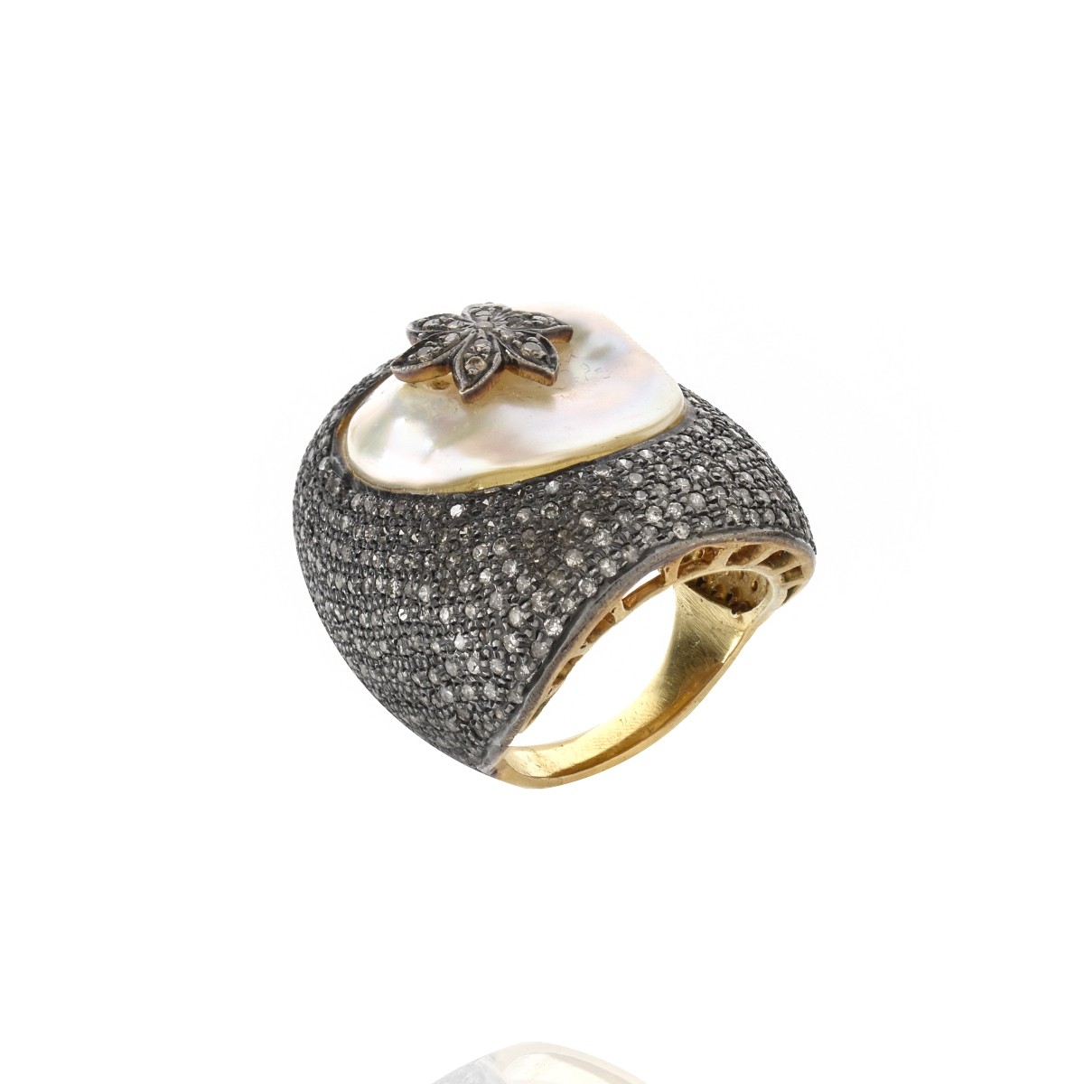 Diamond, Pearl and 14K Ring