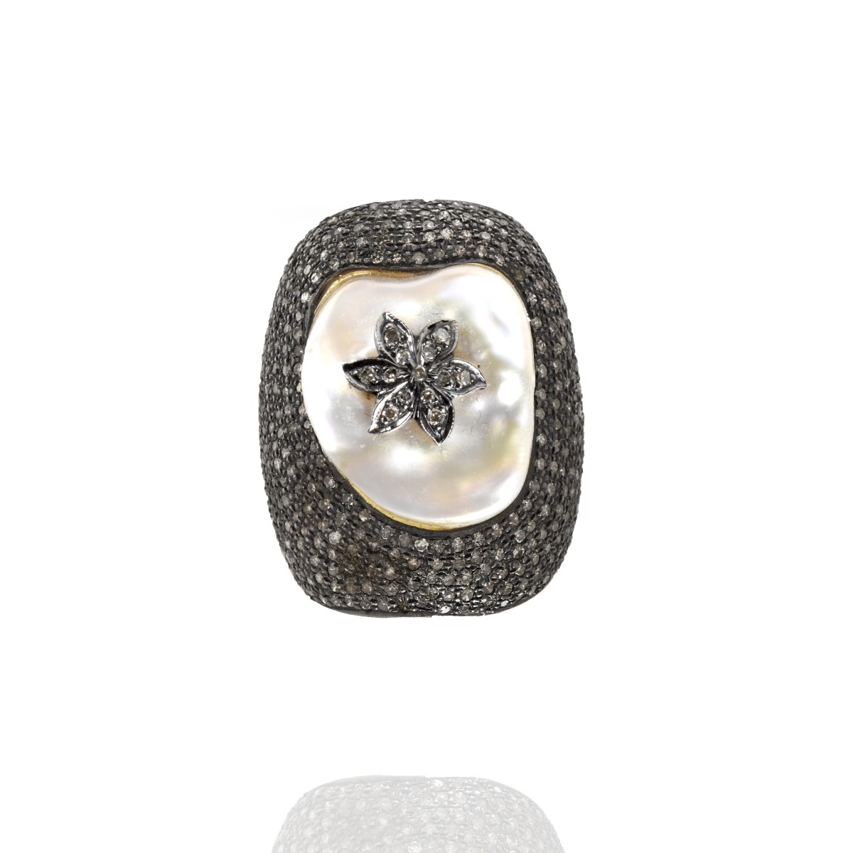 Diamond, Pearl and 14K Ring