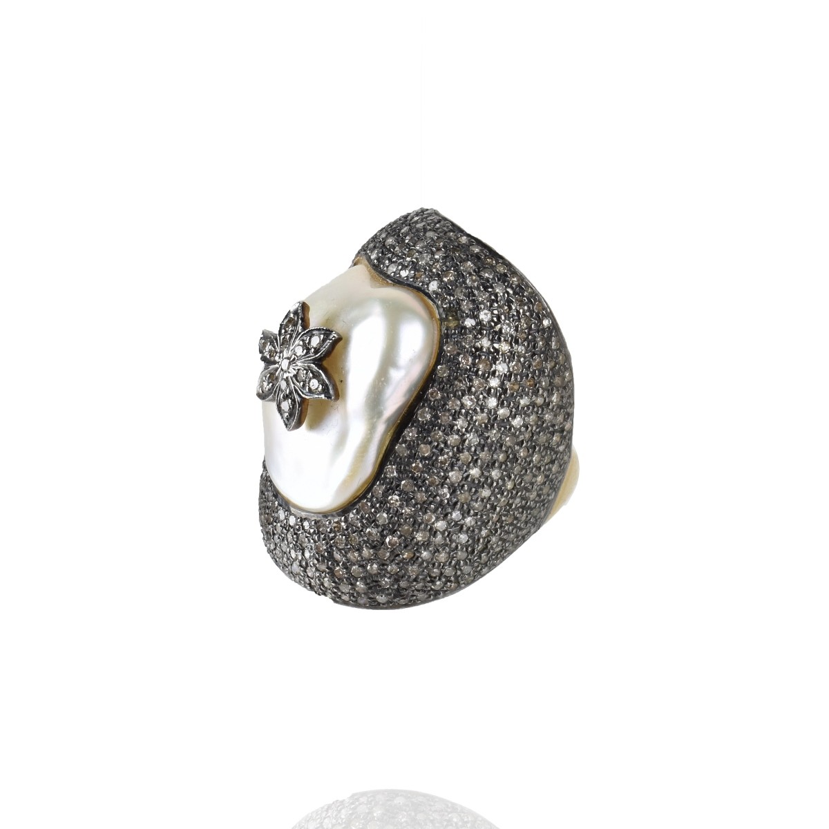 Diamond, Pearl and 14K Ring