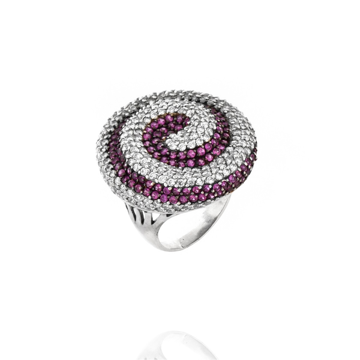 Diamond, Ruby and Silver Ring