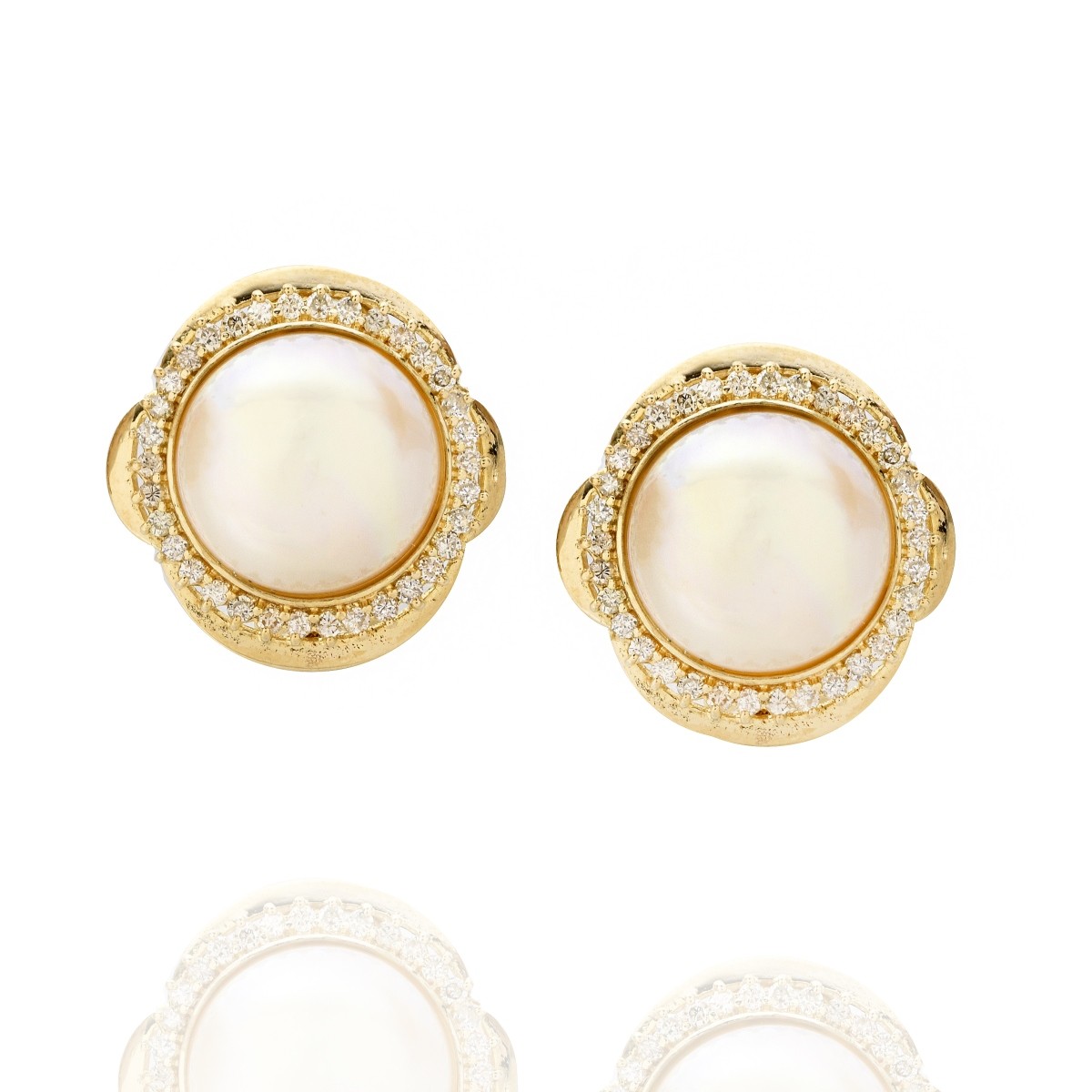 Pearl, Diamond and 14K Earrings