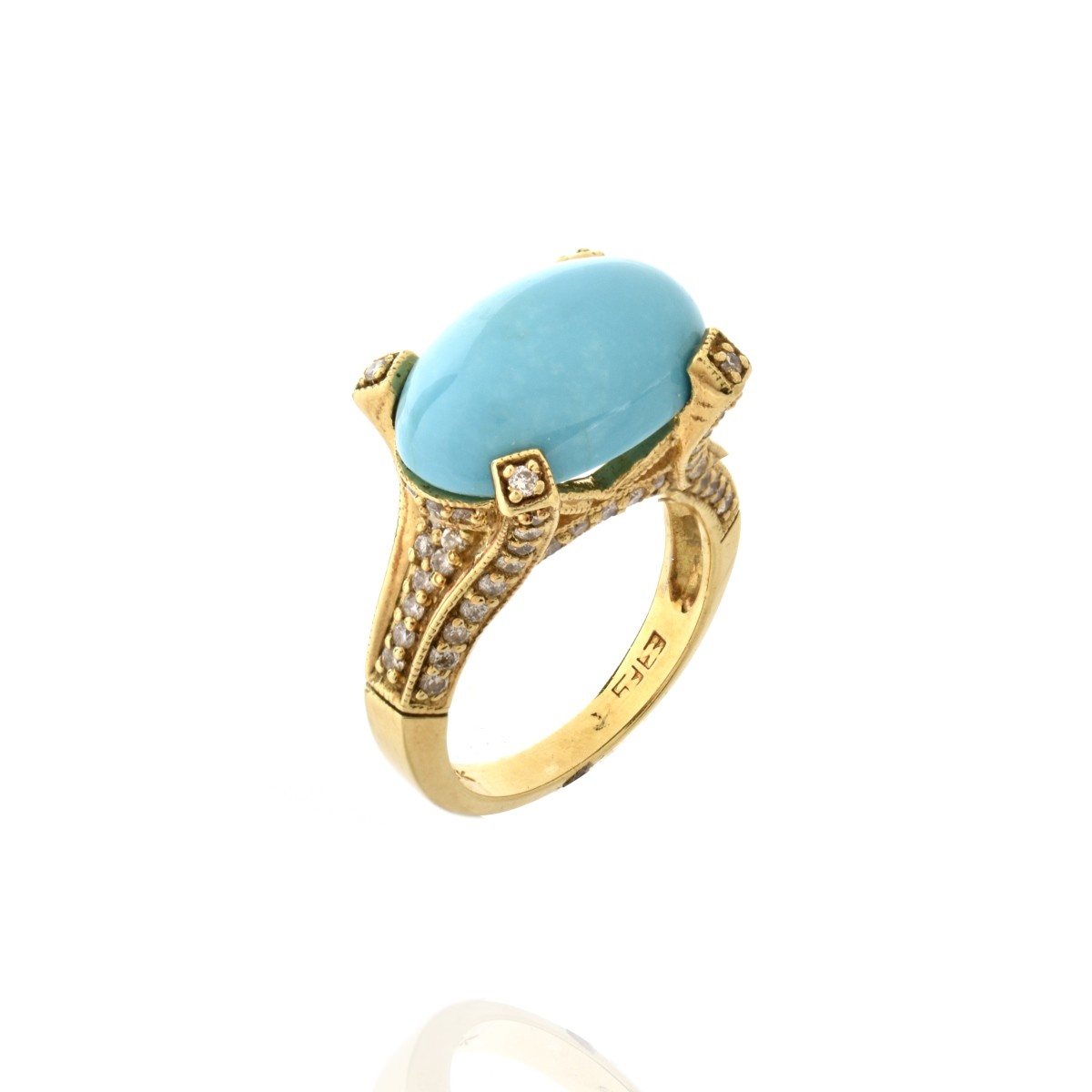 Turquoise, Diamond and 18K Ring