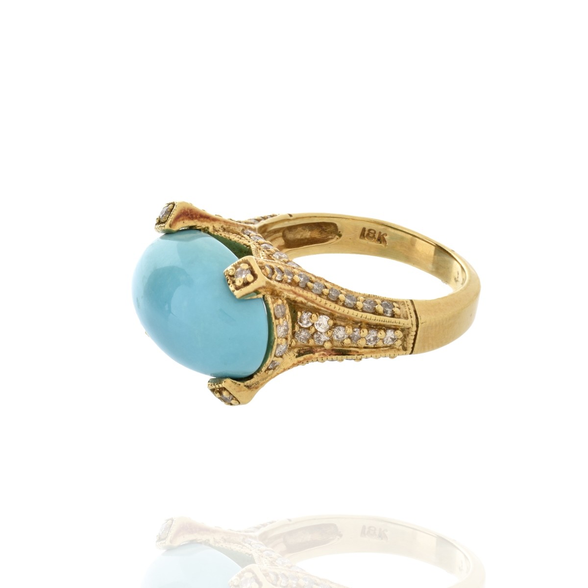 Turquoise, Diamond and 18K Ring