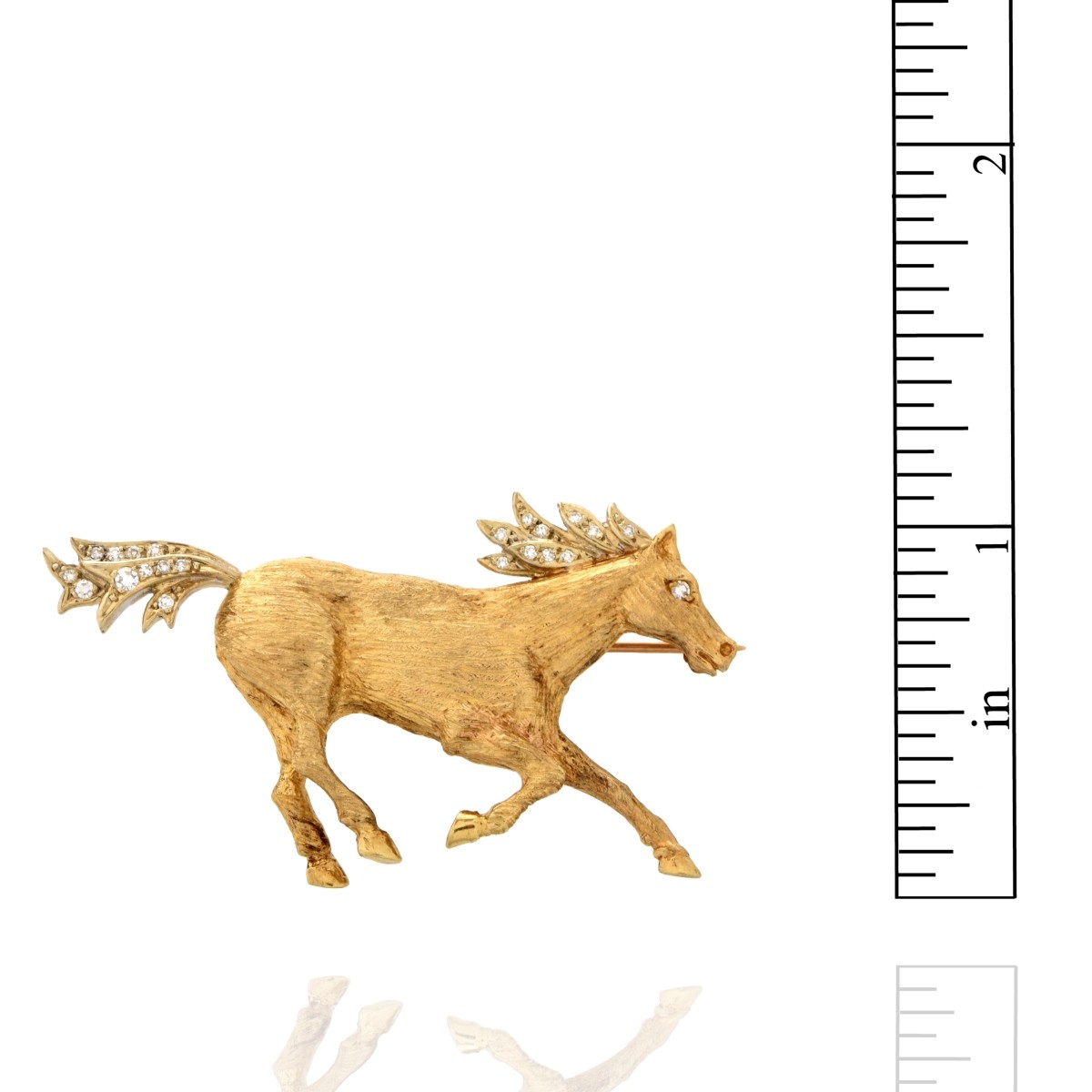 Diamond and 14K Horse Brooch