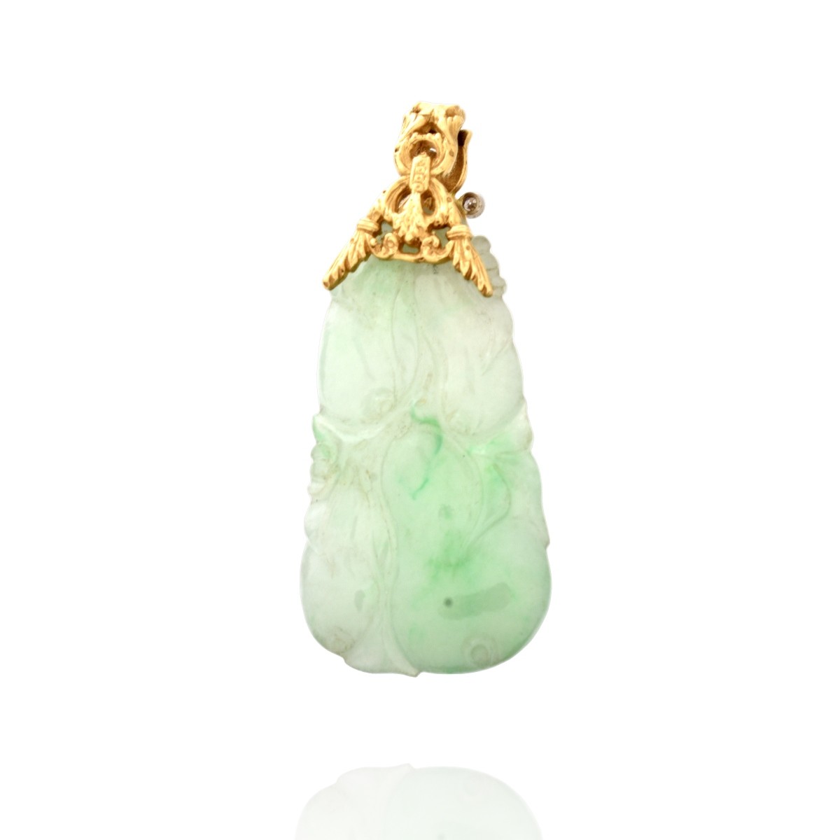 Chinese Jade, Diamond and 14K Pendant