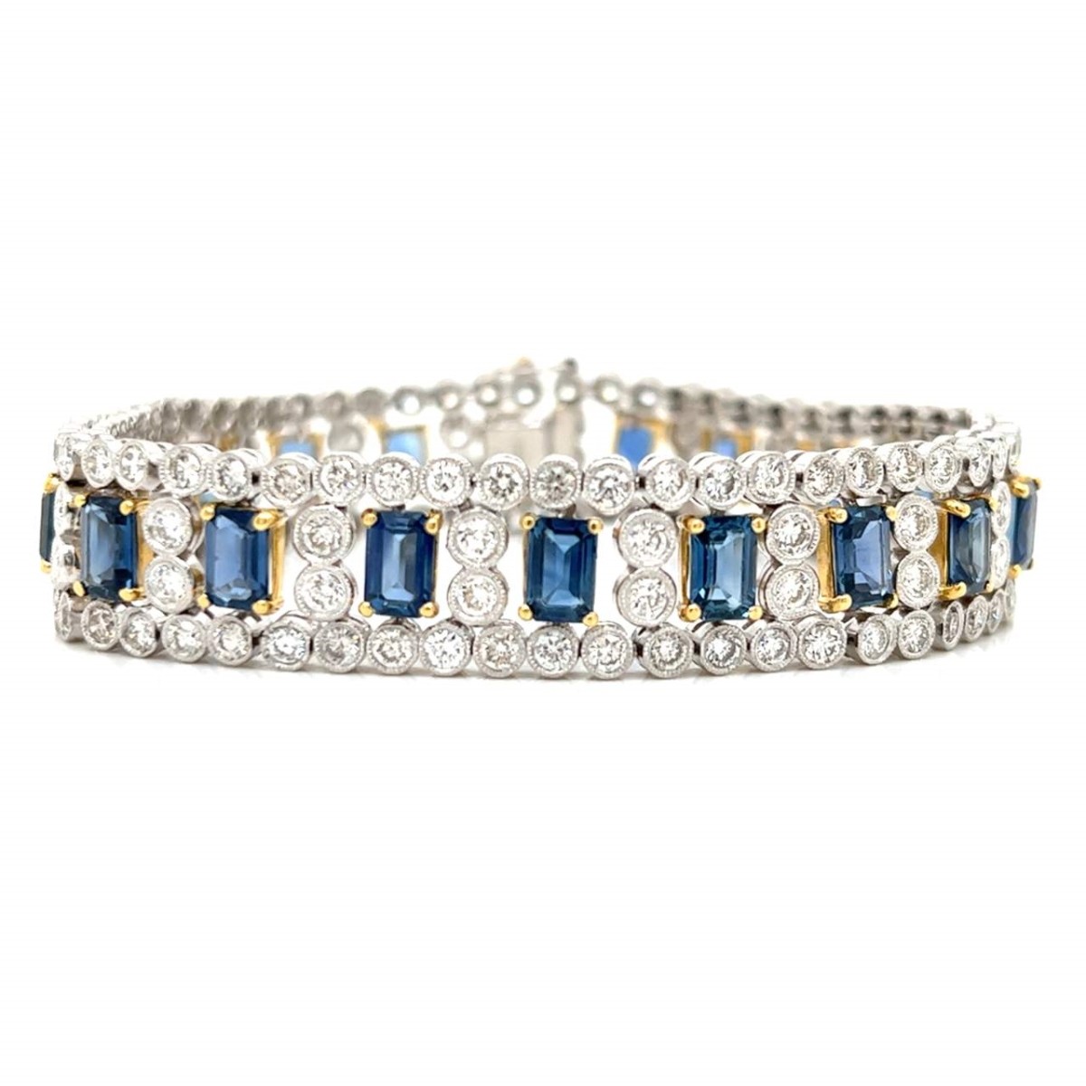 Diamond, Sapphire, Platinum and 18K Bracelet