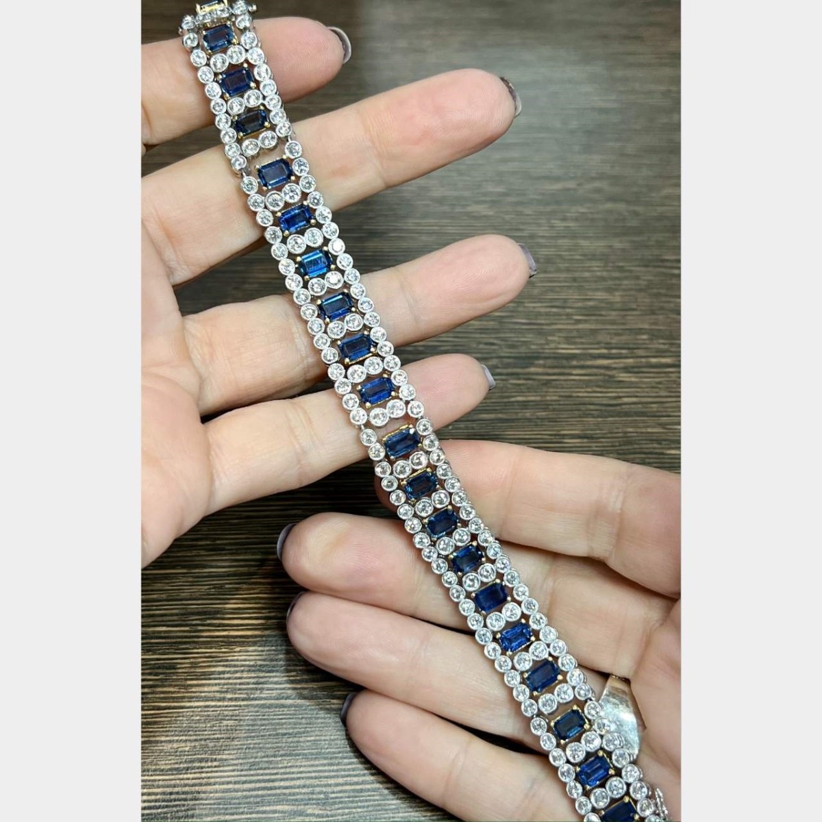 Diamond, Sapphire, Platinum and 18K Bracelet