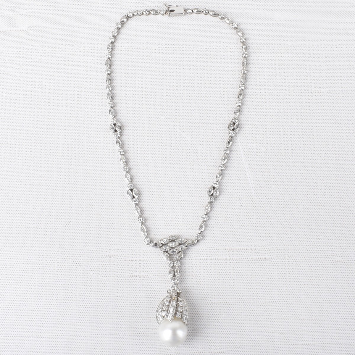 Diamond, Pearl and 14K Necklace