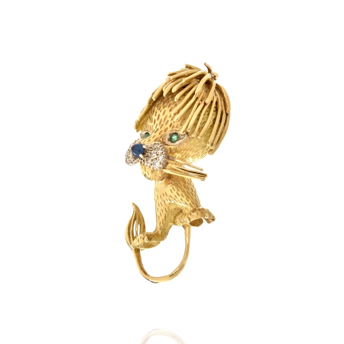 Gemstone and 18K Dog Brooch