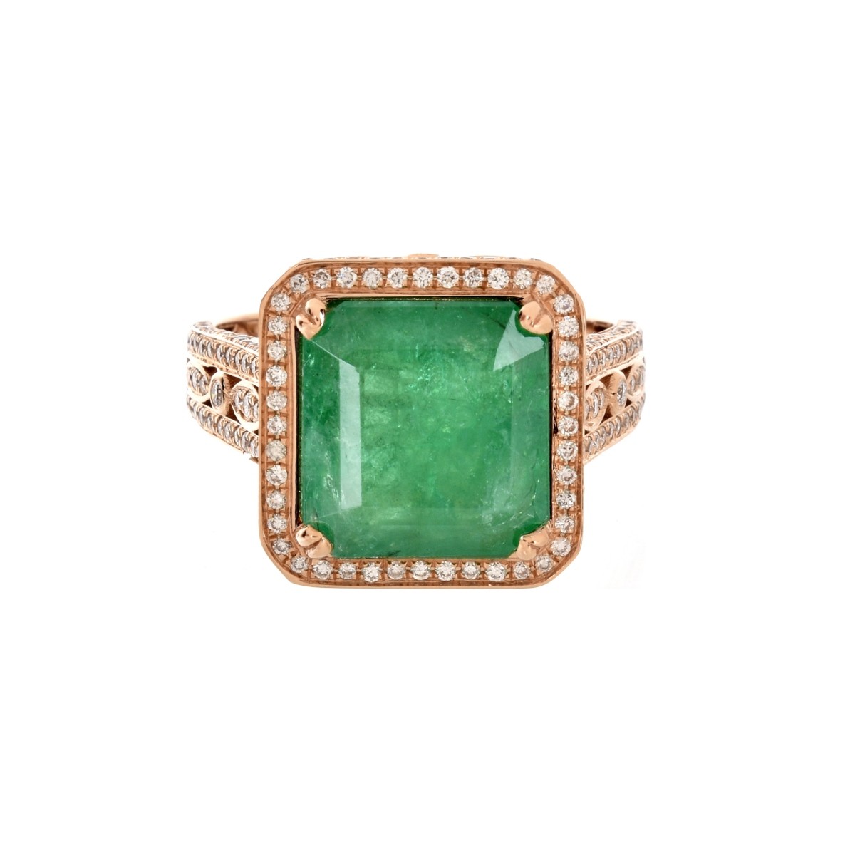 EGL Emerald, Diamond and 18K Ring