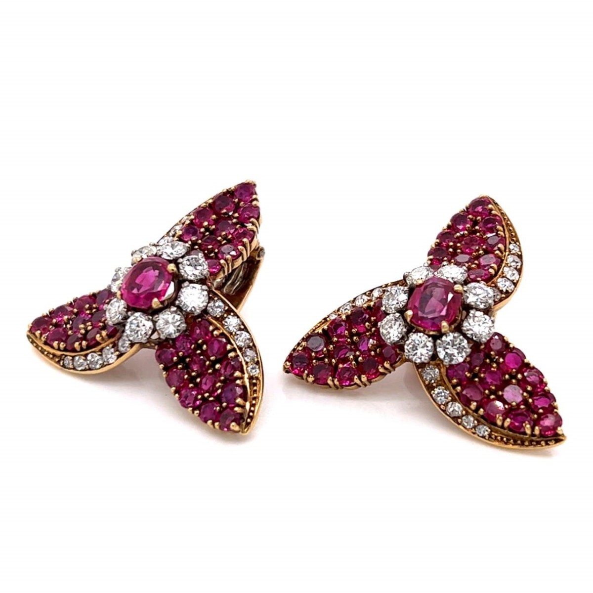 VCA Ruby, Diamond and 18K Earrings