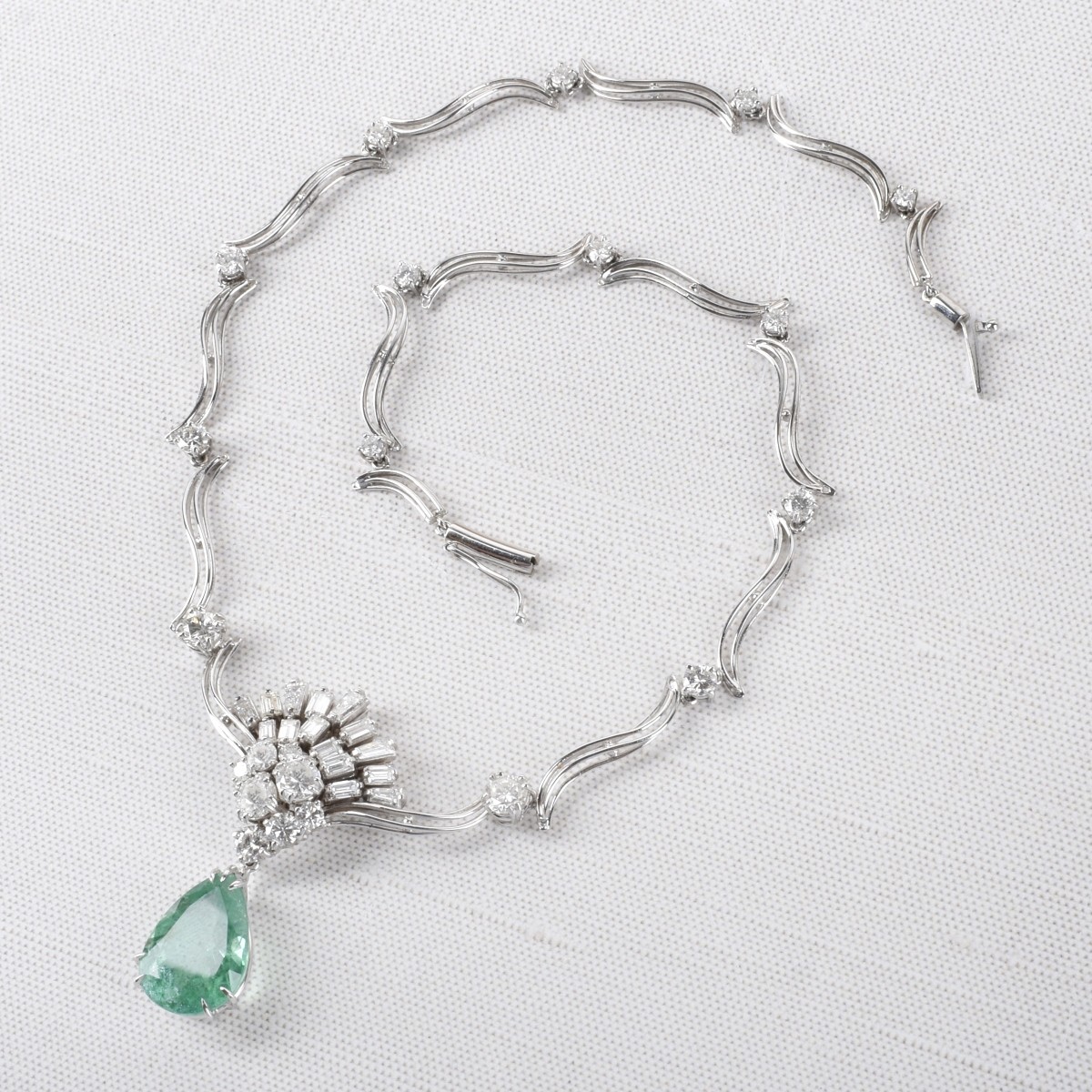 Emerald, Diamond and 14K Necklace