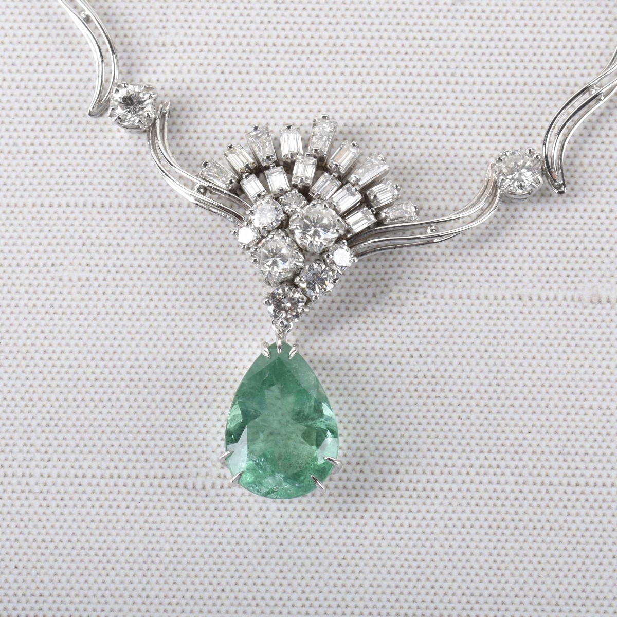 Emerald, Diamond and 14K Necklace