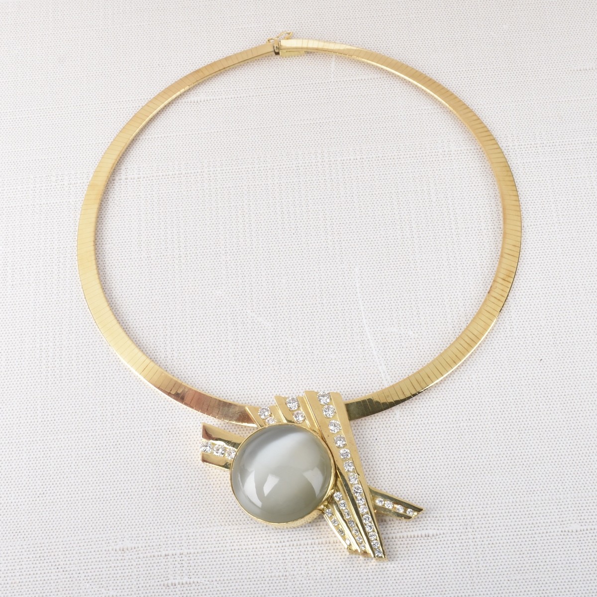 Moonstone, Diamond and 18K Necklace