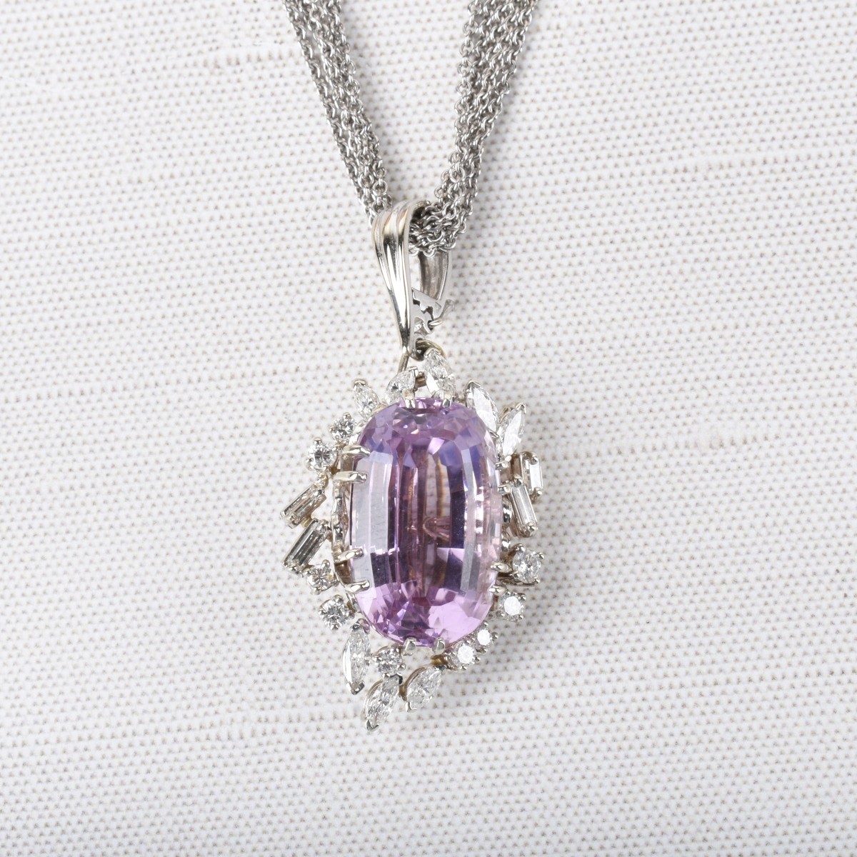Kunzite, Diamond and 14K Necklace
