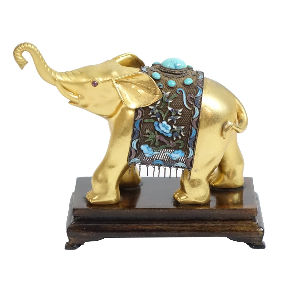 Chinese Jeweled Vermeil Elephant