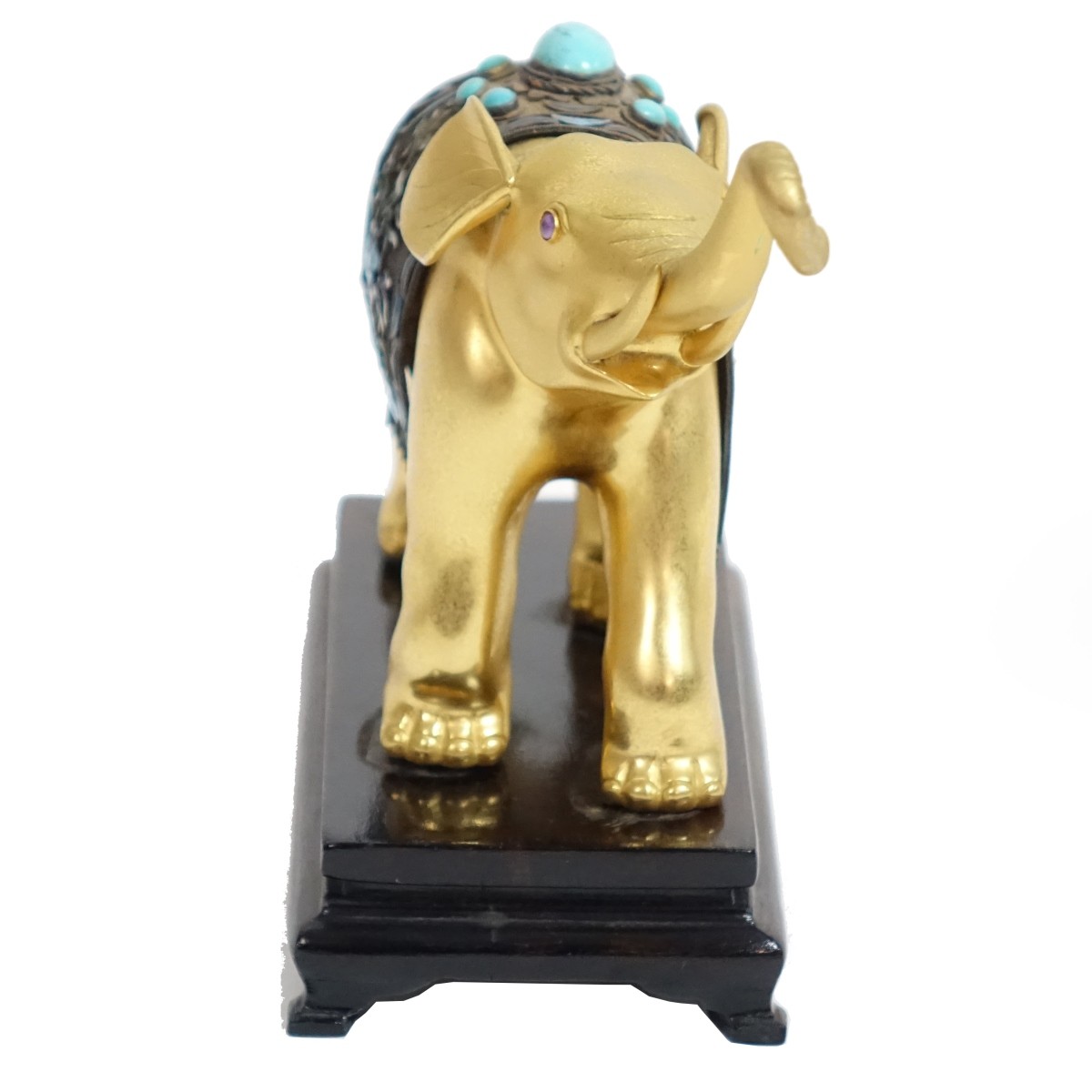 Chinese Jeweled Vermeil Elephant