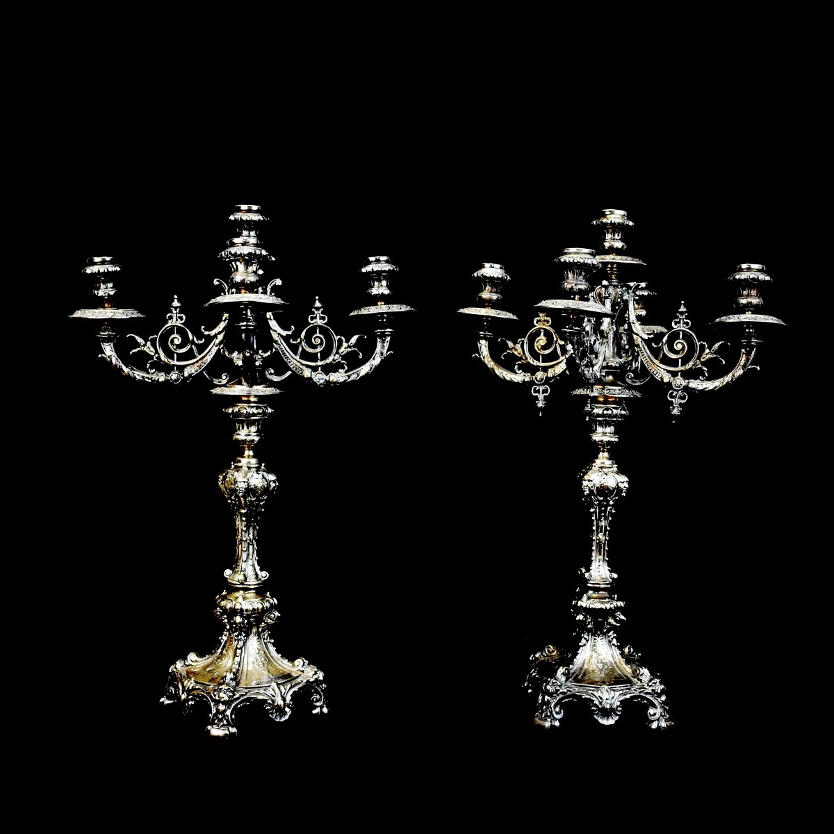 Pr Silverplate Repousse Candelabra