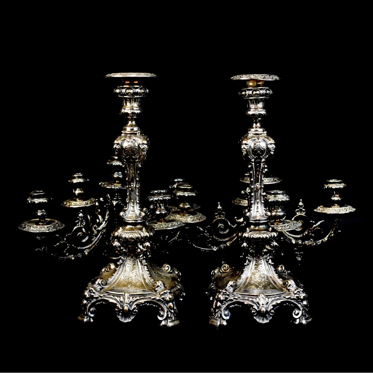 Pr Silverplate Repousse Candelabra