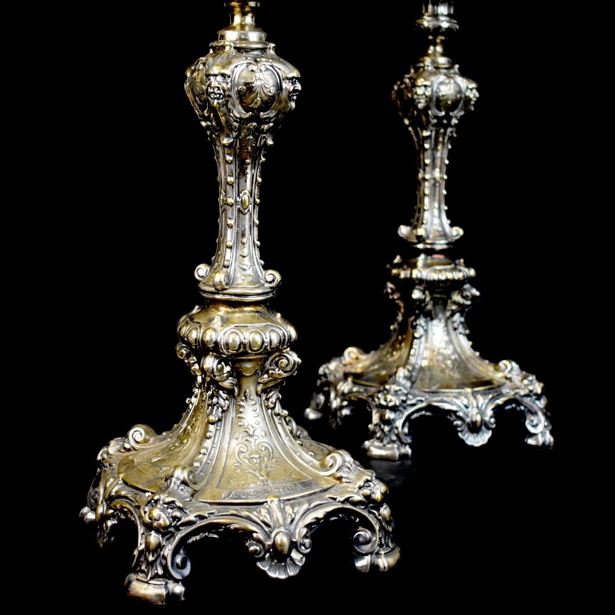 Pr Silverplate Repousse Candelabra