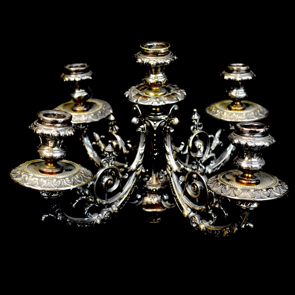 Pr Silverplate Repousse Candelabra