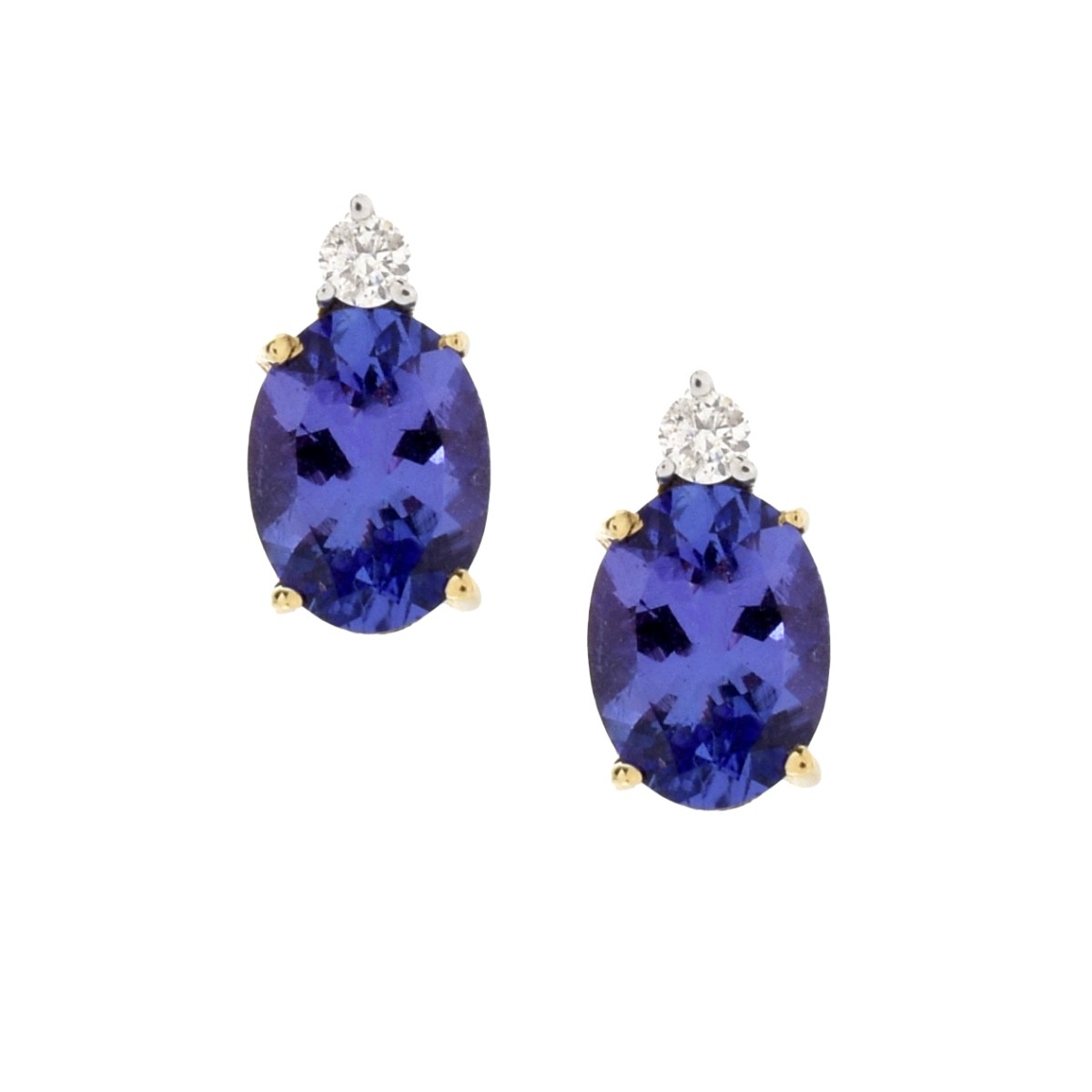 Tanzanite, Diamond and 14K Ear Studs