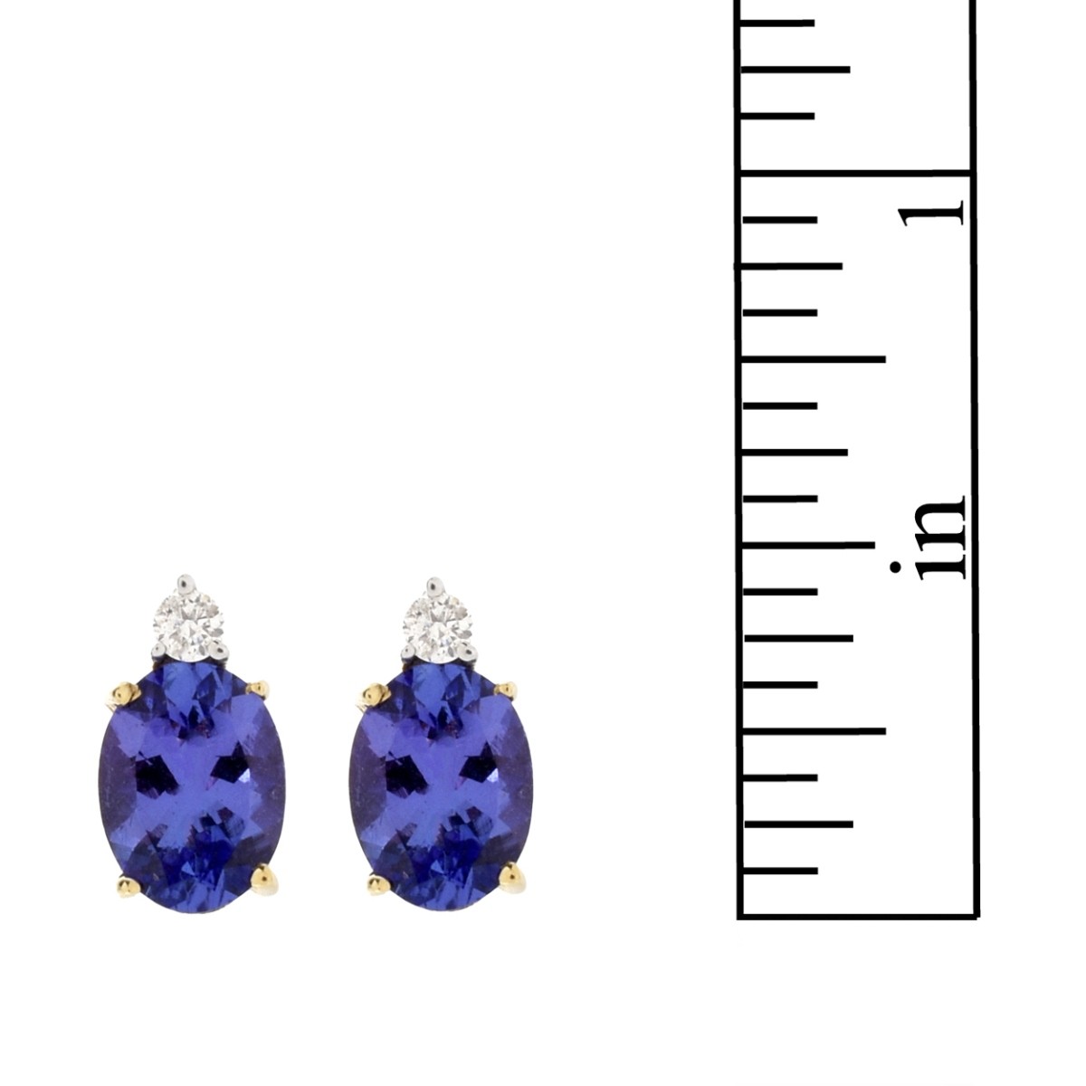 Tanzanite, Diamond and 14K Ear Studs