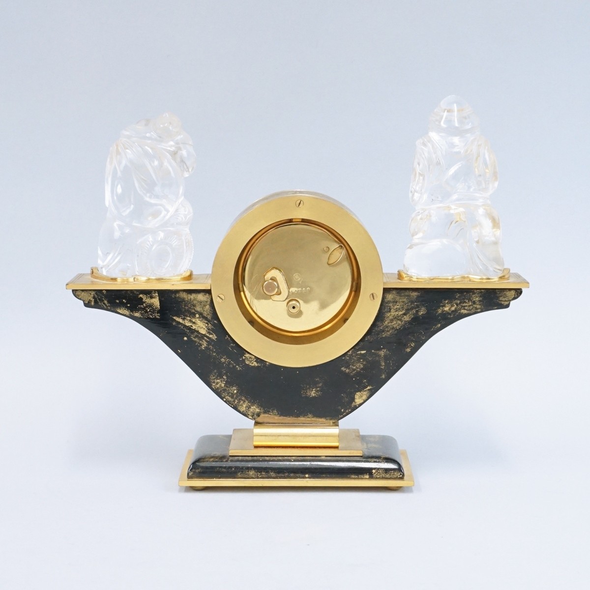 Art Deco Brass Clock Crystal Figures