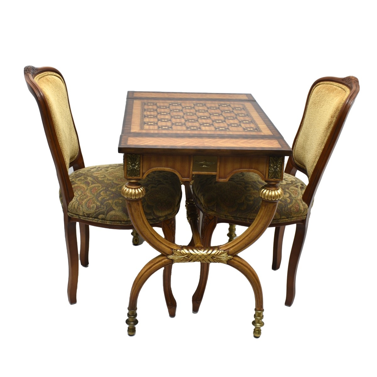 Henredon Furniture Co Game Table w/ Two Chairs