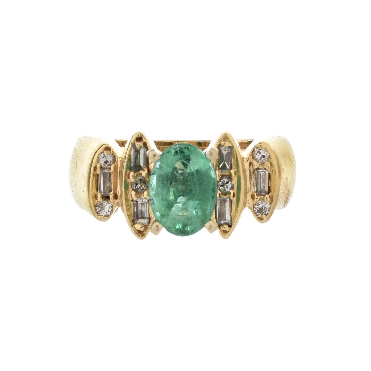 Emerald, Diamond and 14K Ring