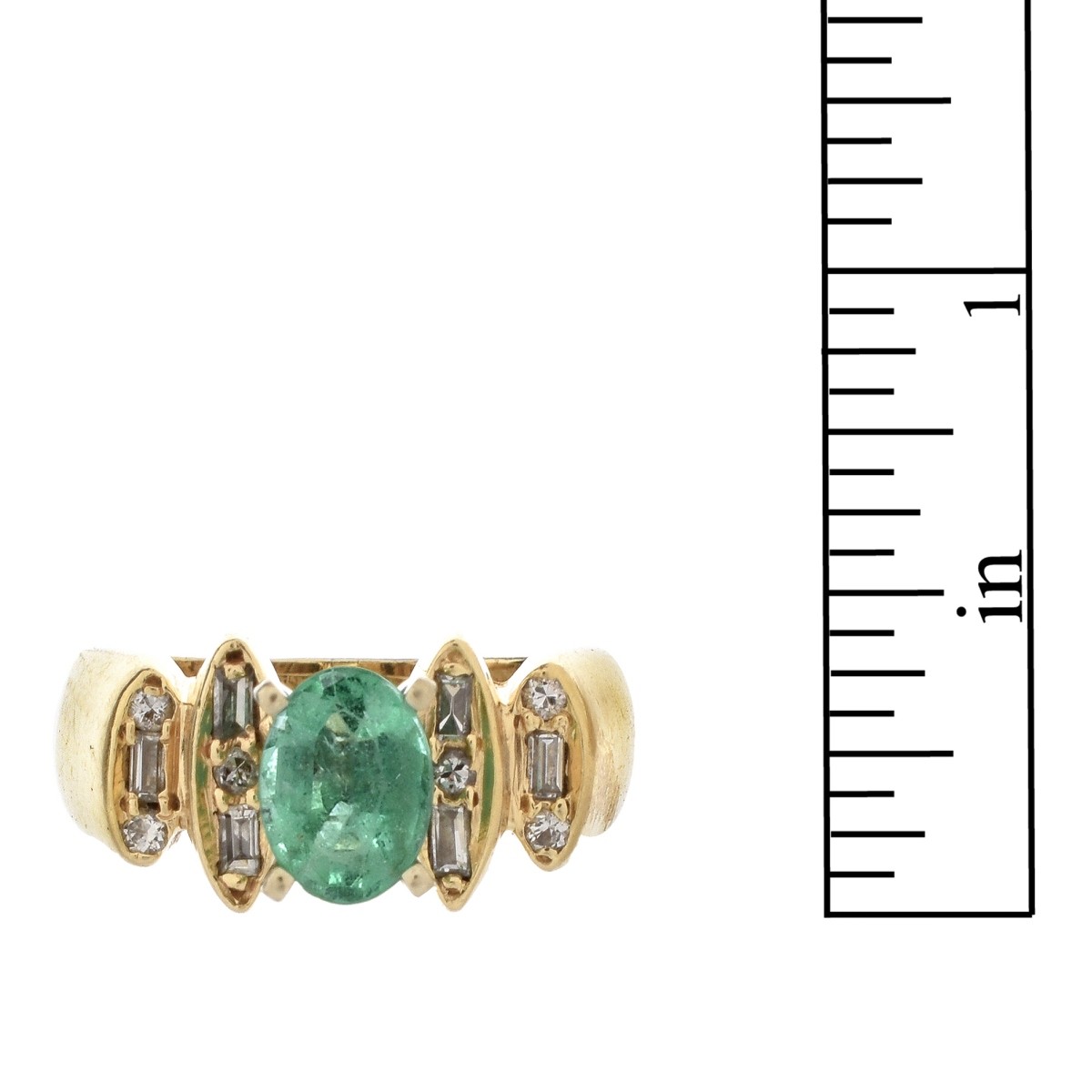 Emerald, Diamond and 14K Ring