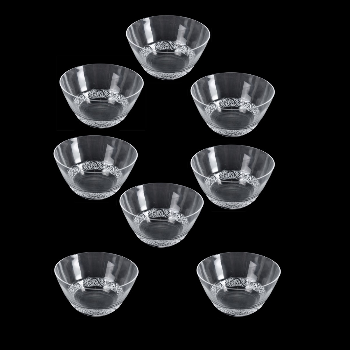 Eight Lalique "Phalsbourg" Dessert Bowls