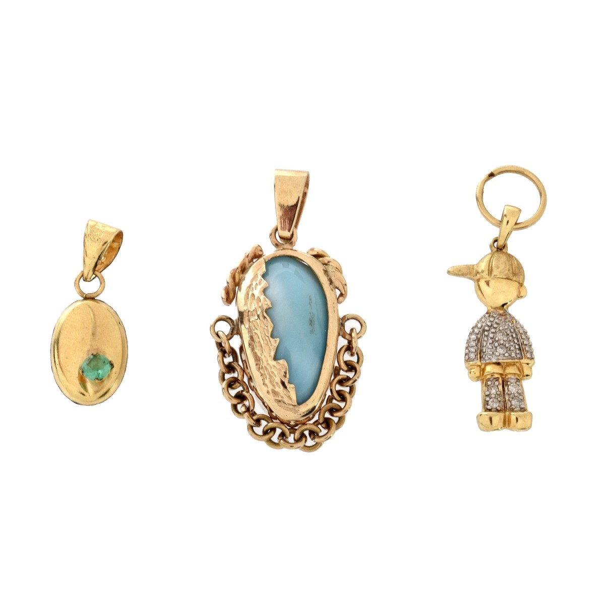 Gemstone and Yellow Gold Pendants