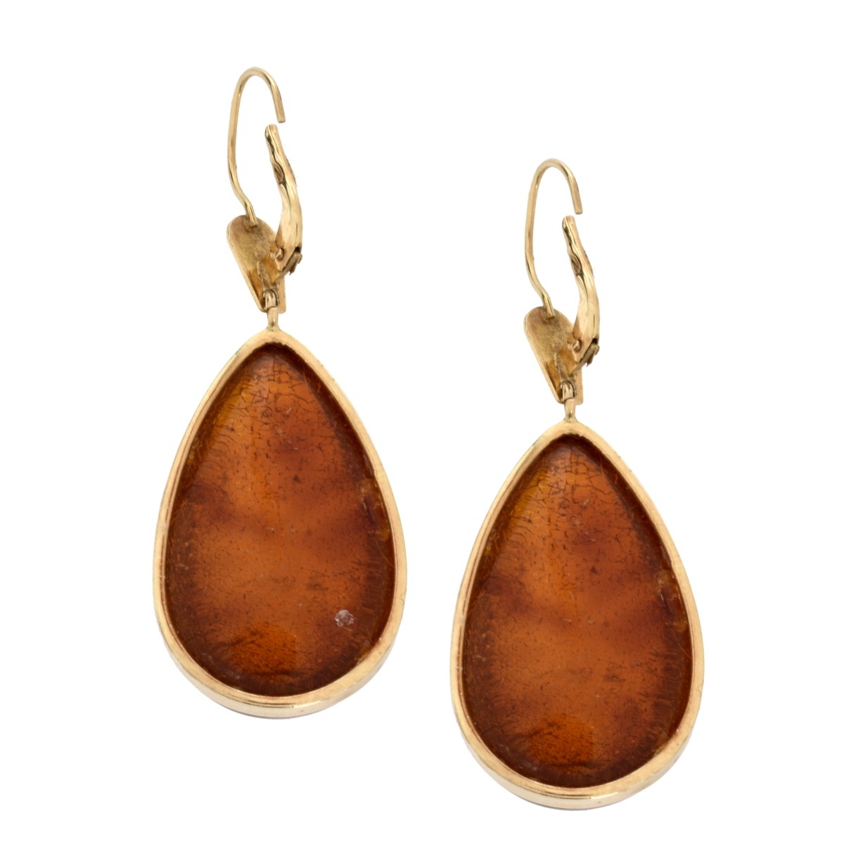 Amber and 14K Earrings