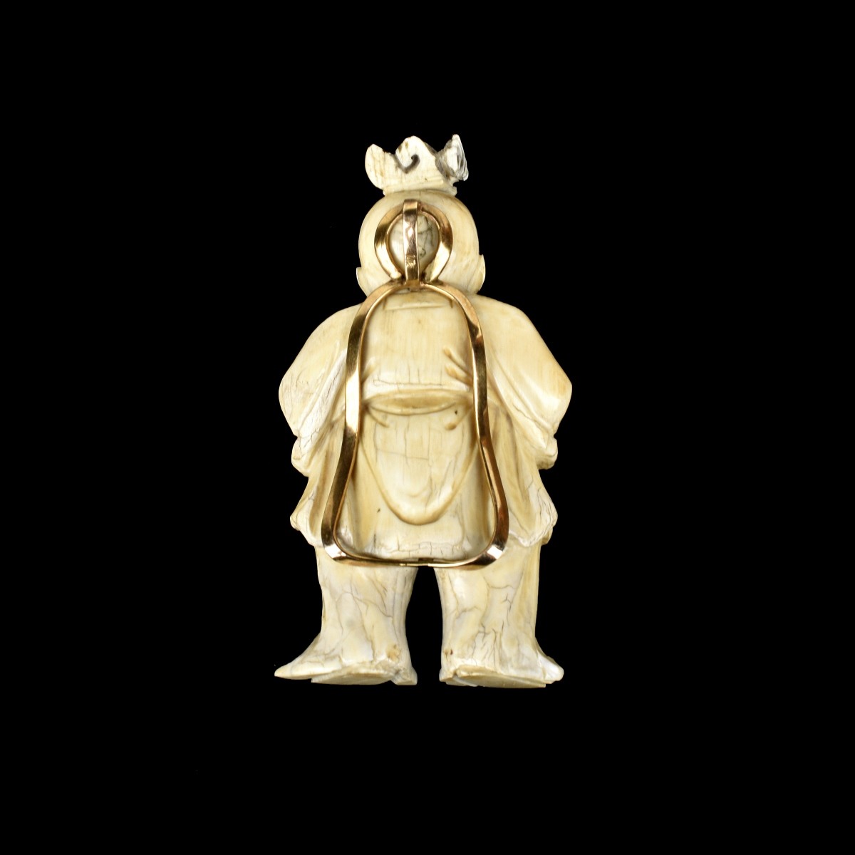 14K Mounted Carved Snuff Bottle Pendant