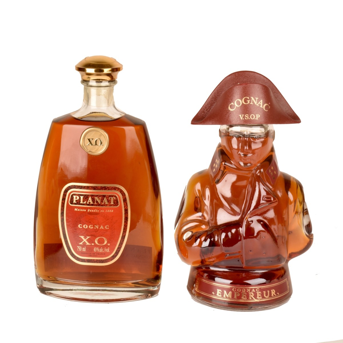 Two Art Glass Bottles of Cognac